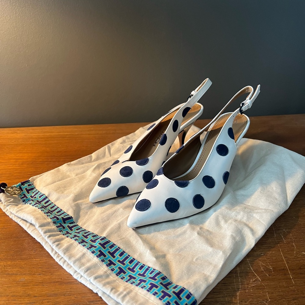 Tori Burch Slingback Heels - White and Black